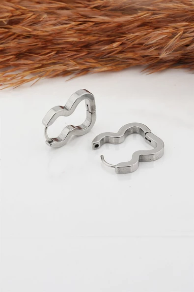 Kadın Çelik Basic Geometrik 2 cm Klipsli Küpe - 2