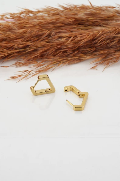 Kadın Çelik Basic Geometrik 1.5cm Üçgen Moldel Klipsli Küpe - 3