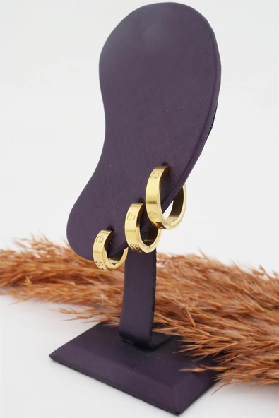 Kadın Kararmaz 3'lü Küpe Set - Resim 2