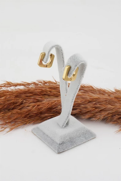 Kadın Çelik Basic Geometrik 1.5cm Kare Moldel Klipsli Küpe - Resim 3