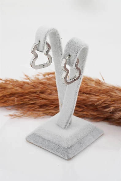 Kadın Çelik Basic Geometrik 2 cm Klipsli Küpe - 3