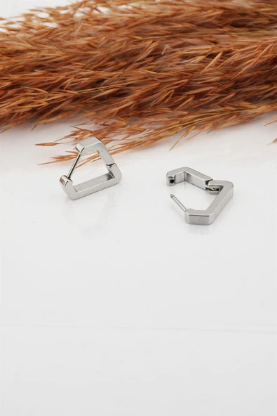 Kadın Çelik Basic Geometrik 1.5cm Üçgen Moldel Klipsli Küpe - Resim 2
