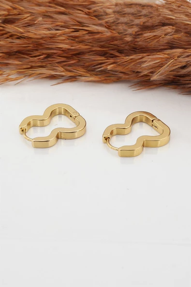 Kadın Çelik Basic Geometrik 2 cm Klipsli Küpe - Resim 3