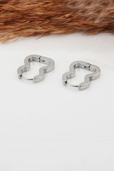 Kadın Çelik Basic Geometrik 2 cm Klipsli Küpe