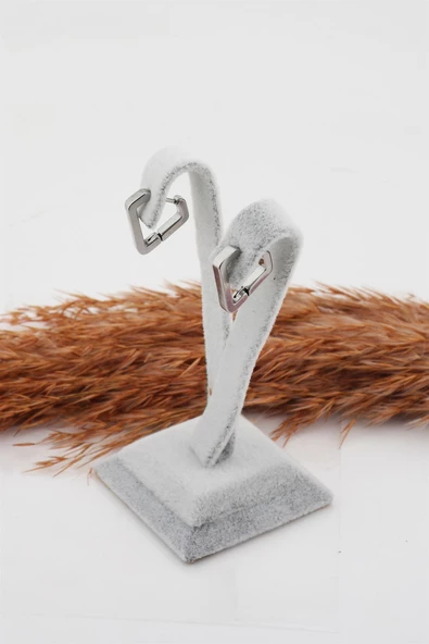 Kadın Çelik Basic Geometrik 1.5cm Üçgen Moldel Klipsli Küpe - Resim 3