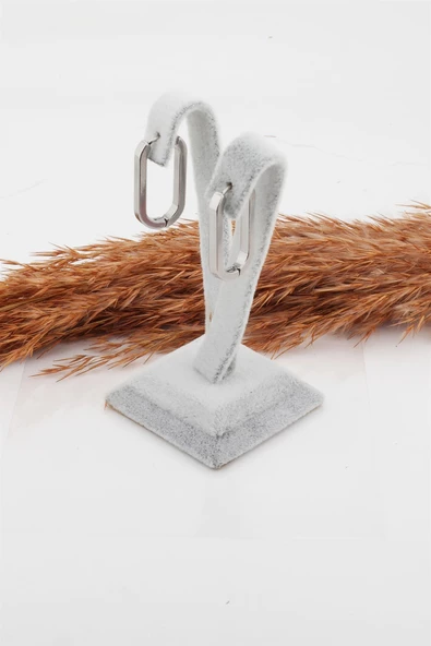 Kadın Çelik Basic Geometrik 2.5 cm Elips Moldel Klipsli Küpe - Resim 2