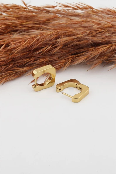 Kadın Çelik Basic Geometrik 1.5cm Kare Moldel Klipsli Küpe - Resim 2