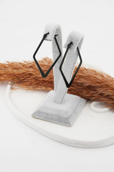 Kadın 316L Paslanmaz Çelik Basic Geometrik 5 cm Dörtgen Model Küpe - Resim 2