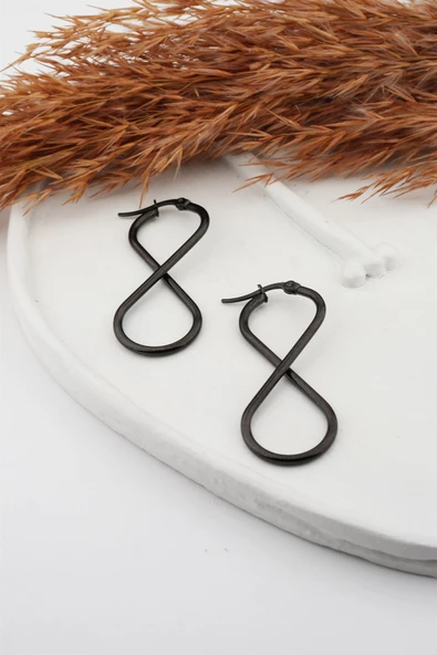 Kadın 316L Paslanmaz Çelik Basic Geometrik 5 cm Sonsuzluk Model Klipsli Küpe - Resim 2