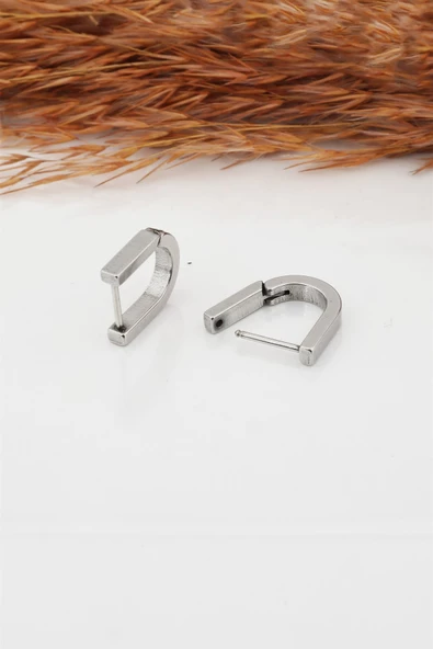 Kadın Çelik Basic Geometrik 1.5 cm U Model Klipsli Küpe