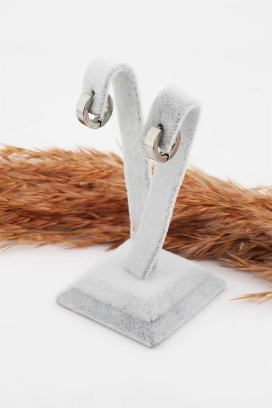 Kadın 316L Paslanmaz Çelik Basic Geometrik 1 cm Halka Model Klipsli Küpe - Resim 2