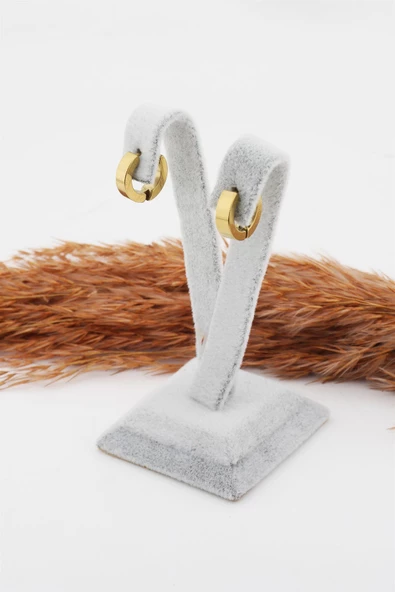 Kadın 316L Paslanmaz Çelik Basic Geometrik 1 cm Halka Model Klipsli Küpe - Resim 3