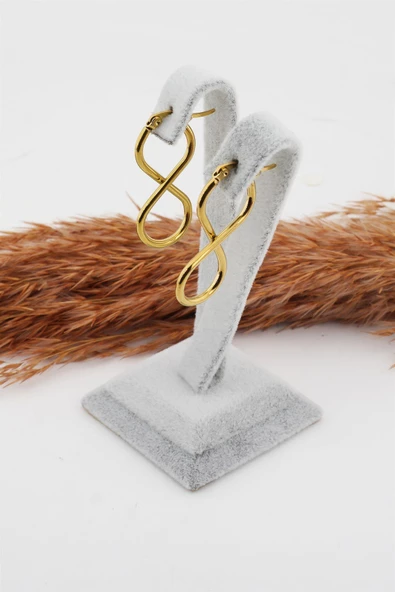 Kadın 316L Paslanmaz Çelik Basic Geometrik 3.5 cm Sonsuzluk Model Klipsli Küpe - Resim 2