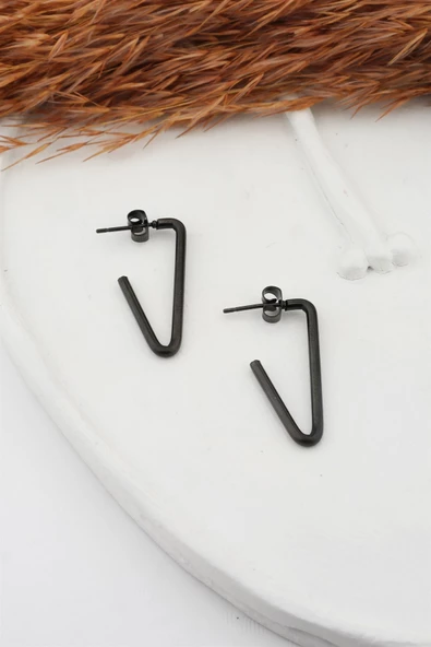 Kadın 316L Paslanmaz Çelik Basic Geometrik 3 cm V Model Küpe