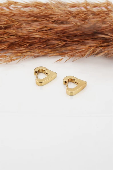 Kadın Çelik Basic Geometrik 1.5 cm Kalp Model Klipsli Küpe - Resim 3