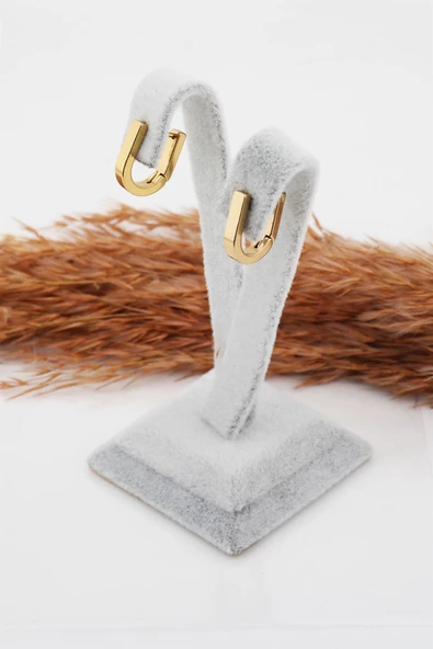 Kadın Çelik Basic Geometrik 1.5 cm U Model Klipsli Küpe - Resim 3