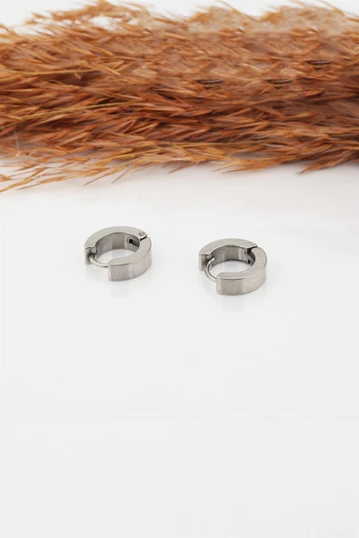 Kadın 316L Paslanmaz Çelik Basic Geometrik 1 cm Halka Model Klipsli Küpe - Resim 3