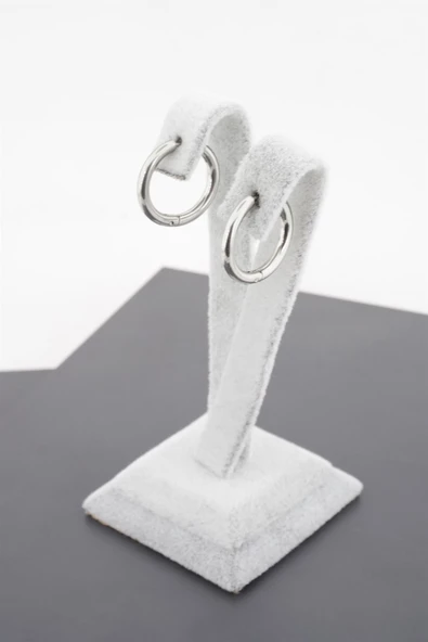 Kadın 316L Paslanmaz Çelik Basic Klipsli  1.5 cm Halka Küpe - Resim 2