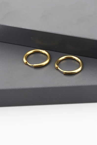 Kadın 316L Paslanmaz Çelik Basic Klipsli  1.5 cm Halka Küpe ürün görseli