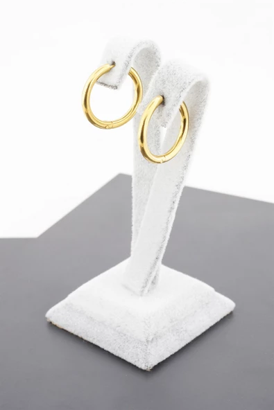 Kadın 316L Paslanmaz Çelik Basic Klipsli  1.5 cm Halka Küpe - Resim 2