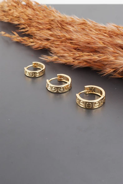 Kadın Basic 3 Boy 3'lü küpe Seti - Resim 2