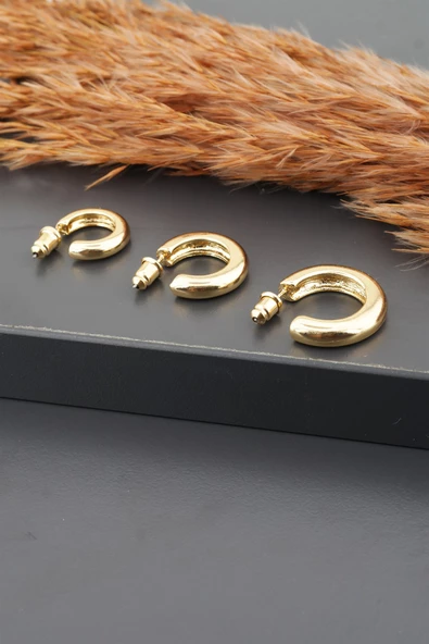 Kadın Basic 3 Boy 3'lü küpe Seti - Resim 3