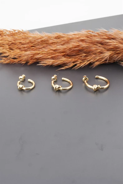 Kadın Basic  3 Boy 3'lü küpe Seti - 2