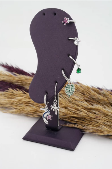 Kadın Altın Kaplama Papağan Figürlü 6'lı Set Küpe - 2