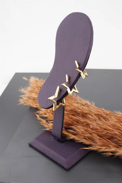 Kadın Basic Yıldız Model 3 Boy 3'lü küpe Seti - Resim 2