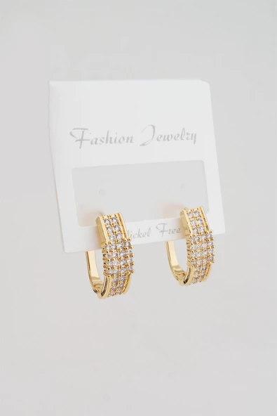 Kadın Altın Kaplama Zirkon 2'li Küpe ürün görseli