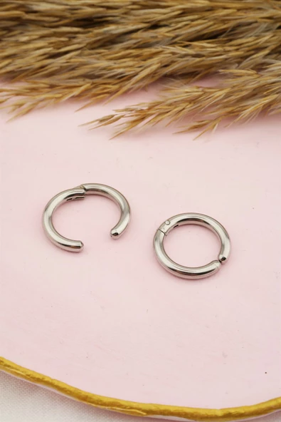 Unisex 316L Çelik Sıkıştırmalı Halka Küpe - Resim 2