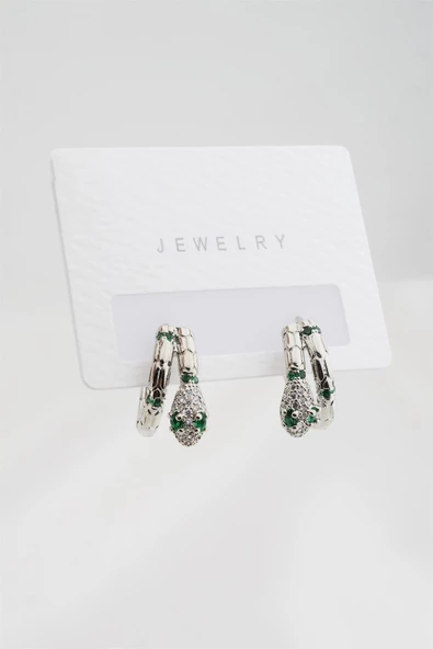 Kadın Altın Kaplama Yılan Figürlü Küpe - Resim 2