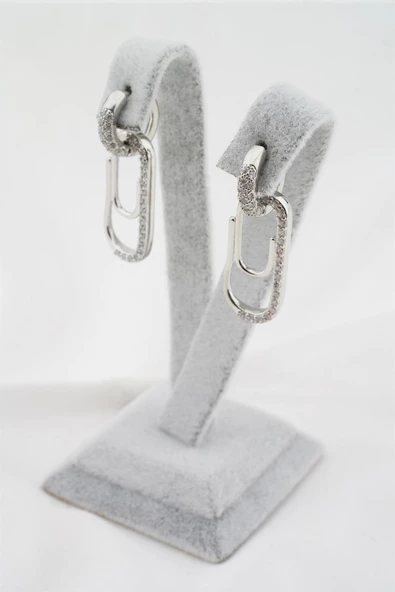 Kadın Altın Kaplama Zirkon Taşlı Ataç Model Küpe - Resim 2