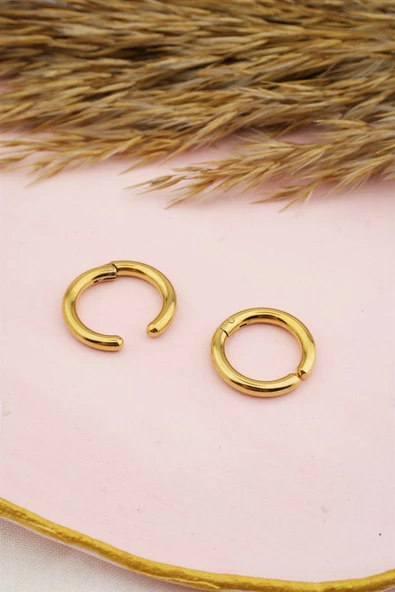 Unisex 316L Çelik Sıkıştırmalı Halka Küpe - Resim 2