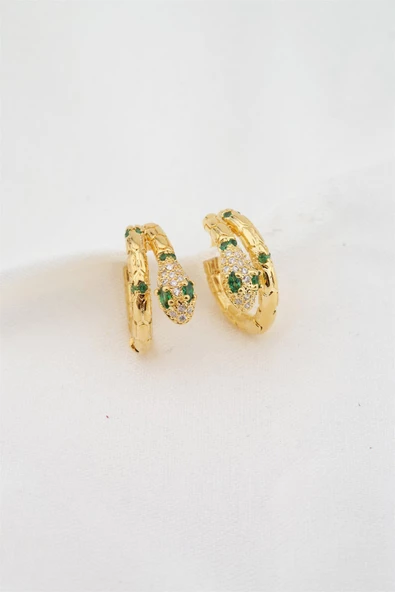 Kadın Altın Kaplama Yılan Figürlü Küpe ürün görseli