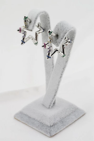 Kadın Altın Kaplama Yıldız Figürlü Küpe - Resim 3