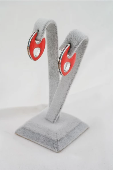 Kadın Altın Kaplama Zirkon Taşlı Mineli Elips Model Küpe - Resim 2