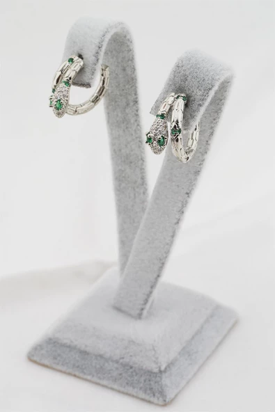 Kadın Altın Kaplama Yılan Figürlü Küpe - Resim 3