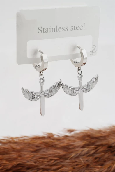 Kadın 316L Çelik Mikail Kılıcı Figürlü Küpe - Resim 2