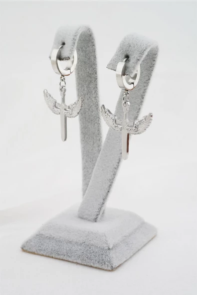 Kadın 316L Çelik Mikail Kılıcı Figürlü Küpe - Resim 3