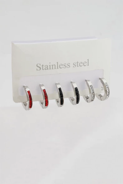 Kadın Kararmaz Altın Kaplama 316L Çelik 6'lı Kombin Set Küpe ürün görseli