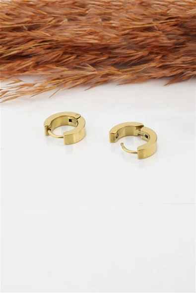 Kadın 316L Paslanmaz Çelik Basic Geometrik 1 cm Halka Model Klipsli Küpe - 4