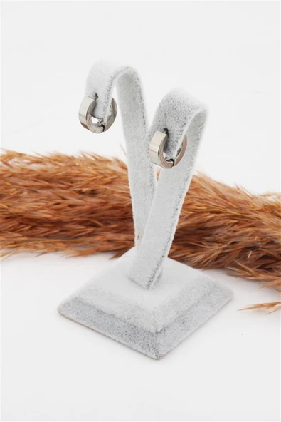 Kadın 316L Paslanmaz Çelik Basic Geometrik 1 cm Halka Model Klipsli Küpe - Resim 2