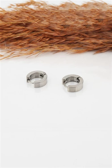 Kadın 316L Paslanmaz Çelik Basic Geometrik 1 cm Halka Model Klipsli Küpe - Resim 3