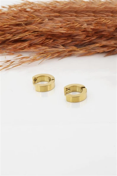 Kadın 316L Paslanmaz Çelik Basic Geometrik 1 cm Halka Model Klipsli Küpe - 2