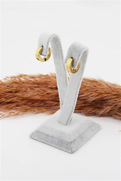 Kadın 316L Paslanmaz Çelik Basic Geometrik 1 cm Halka Model Klipsli Küpe - 3