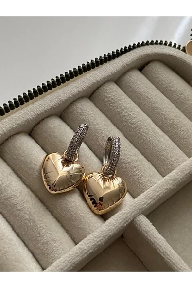 Kadın Vip Seri Kalp Figürlü Balon Küpe Seti - Resim 3