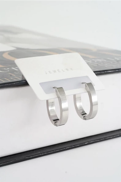 Kadın 316 L Paslanmaz Çelik 2,5 cm Elips Model Küpe - Resim 2