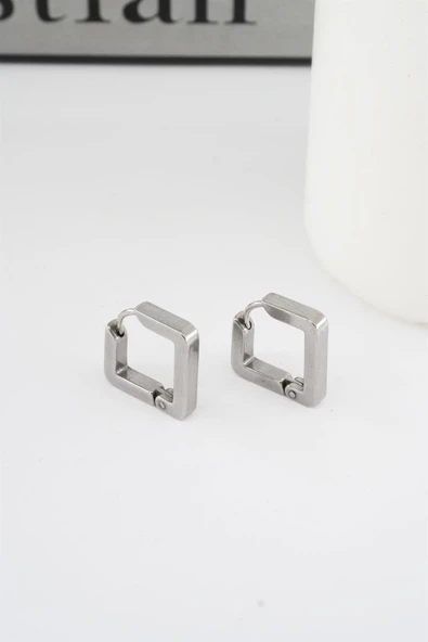 Kadın 316 L Paslanmaz Çelik 1,6 cm Kare Model Küpe ürün görseli