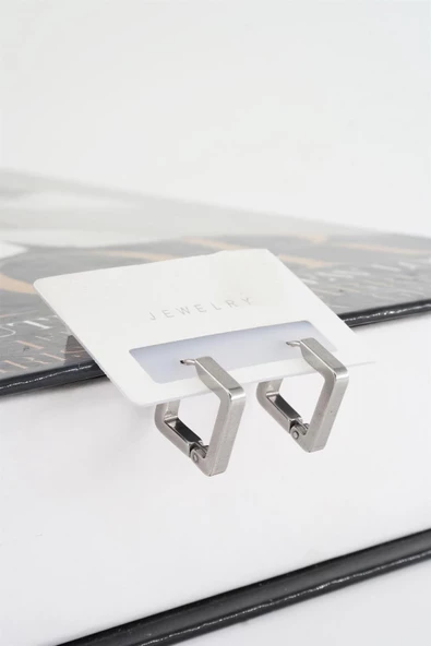 Kadın 316 L Paslanmaz Çelik 1,6 cm Kare Model Küpe - Resim 2